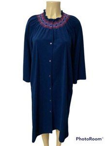 Vanity Fair Made in USA Womens Nightgown Button up Size Small  Color Navy